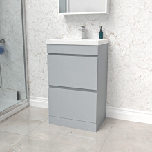 Nes Home Matte Grey 500mm 2 Drawer Floorstanding Vanity Cabinet and Basin