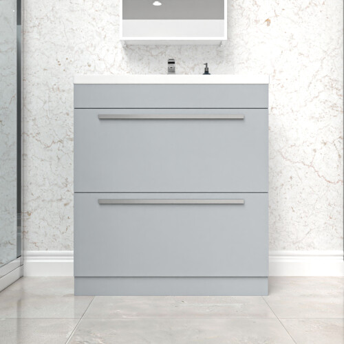 NES Home Nes Home 800mm Matte Grey 2 Drawers Basin Vanity Unit 1