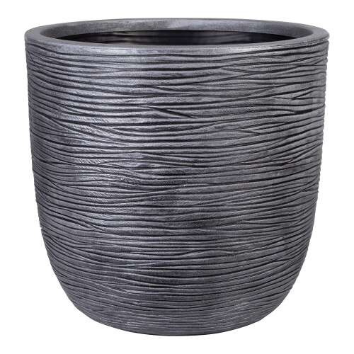Strata Small Grey Round Planter Amalfi Stone Effect Decorative Pot 35cmx34cm 1
