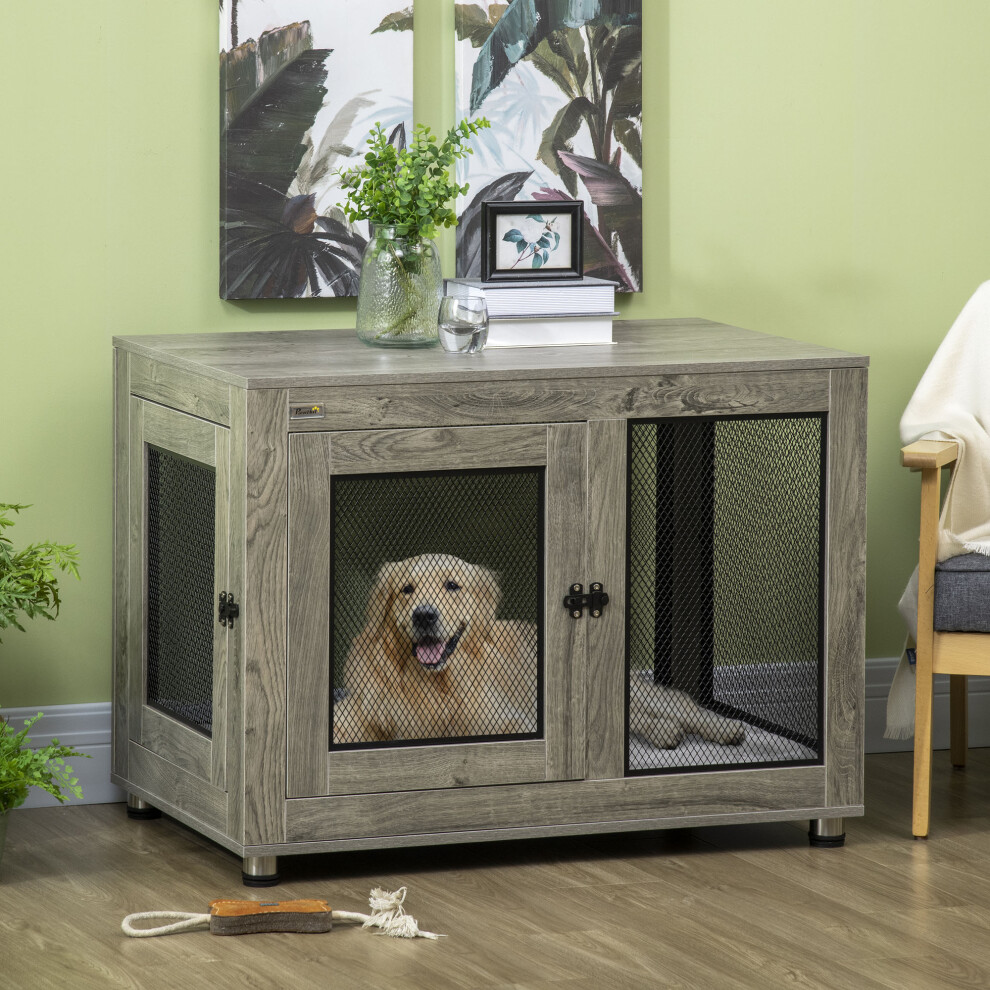 PawHut Pet Crate End Table w/ Soft Washable Cushion for Lage Medium Small Dogs