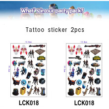 (Tattoo sticker-2pcs) Shooting Game Fortnition Birthday Party Decoration Cartoon Alpaca Llama Plate Tablecloth Baby Shower Kids Favors Party Supplies
