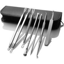 8Pcs Stainless Steel Acne Extractor Removing Tool Face Skin Care Blackhead Pimple Remover Comedone Extractor Acne Needle Kits