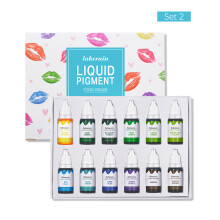 (B) 12 Colors Liquid Pigment Set, DIY Lip Gloss and Lipstick Liquid Coloring Colorant Dye for DIY Dying Candle Soap Lip Gloss Making Craft