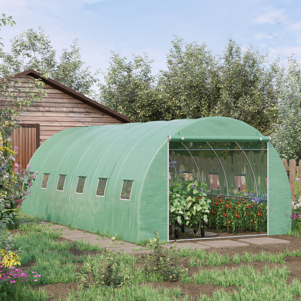 Outsunny Greenhouse Polytunnel Walk-In Flower Plant Steel 6 X 3 M Outdoor