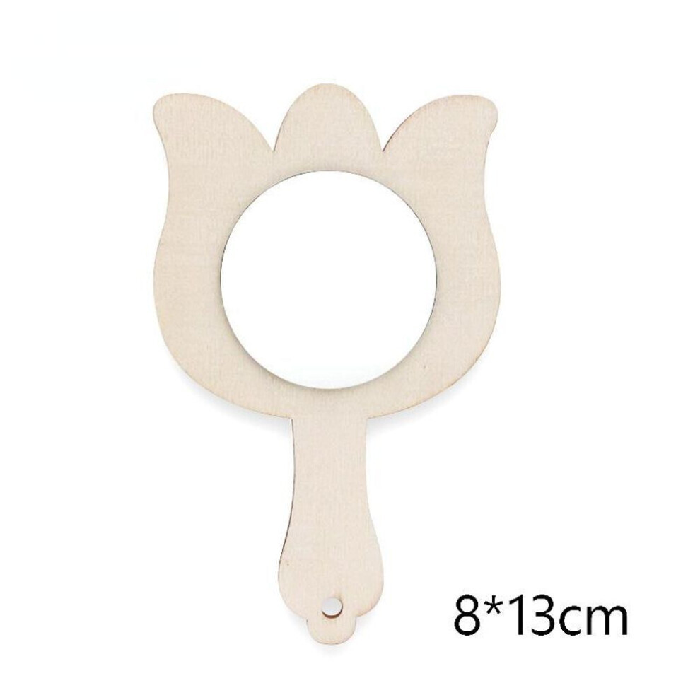 (beige -8*13*0.5cm,8Pcs,Tulip) 8 Pièces Miroir en Bois Bricolage Pour Peinture Miroir Pour Enfants Ross