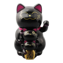 (zwart) Lucky Cat Lucky Cat Ornament Automatische lichtenergie