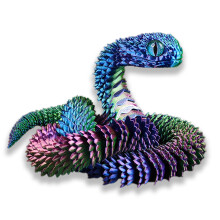 (Red, Green and Blue) 3D Printed Articulated Snake Toy for Desk Decoration
