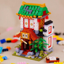 Loz 1735 City Street Chinatown Buchladen Laden Schule Architektur Modell Diy Mini Blocks Bricks Gebäude