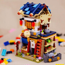 Loz 1733 City Street Chinatown Apotheke Geschäft Geschäft Krankenhaus Architektur Diy Mini Blocks Bricks