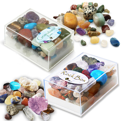 Edelstein- und Steinbox-Sammlung. Set mit 2 Boxen