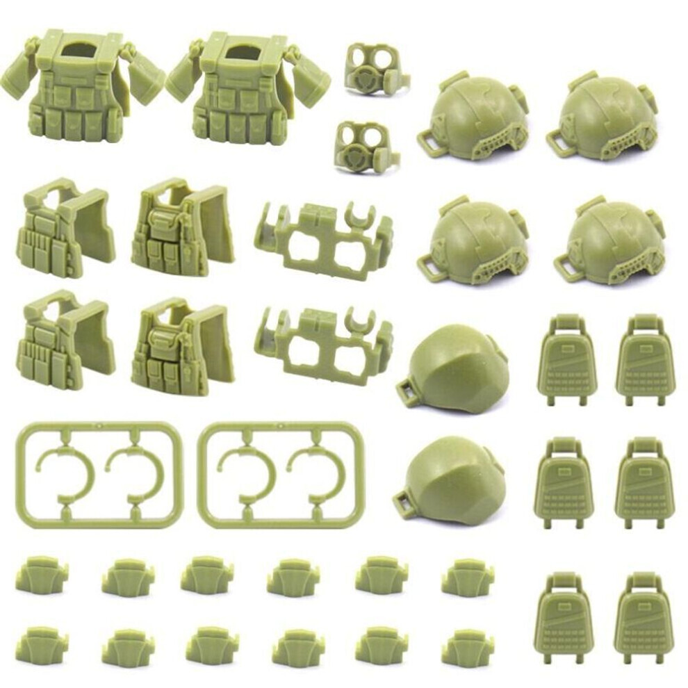 (vert) Pack d'accessoires d'armure de figurines militaires Moc 46 pièces compatible avec les soldats