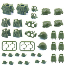 (bottle green) Moc Military 46pcs Minifigures Armor Accessories Pack Compatible With Leading Brand Army