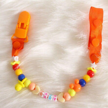 (orange -40cm)) Baby-Schnuller-Clips, Perlen für Neugeborene, Anti-Verlust-Kette, Spielzeug für Beißring,