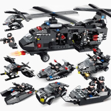 (wie das Bild) 700 Stück City Police 6 In 2 Navy Swat Transporter Team Hubschrauber Modell Minifiguren