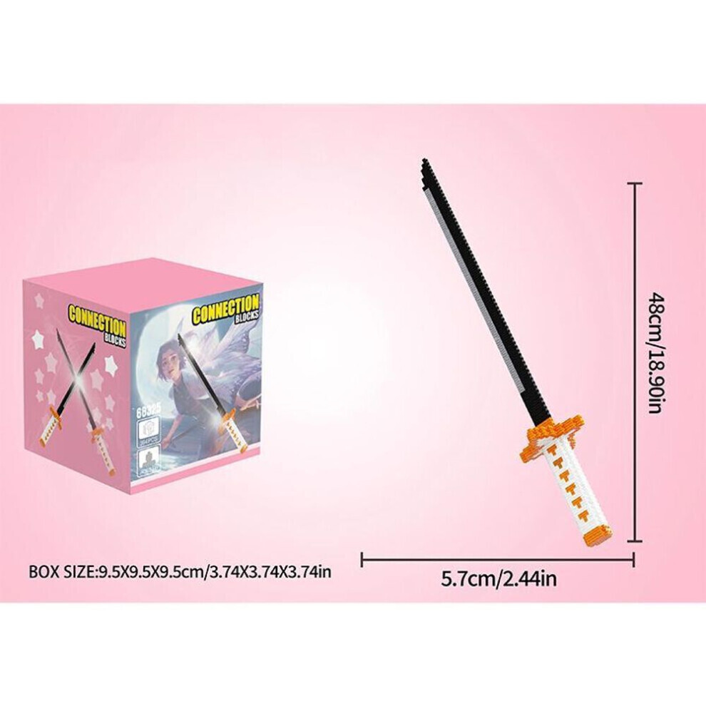 (blanc, orange) Modèle de bloc de construction d'épée de lame de tueur de démons Katana japonais Miniature