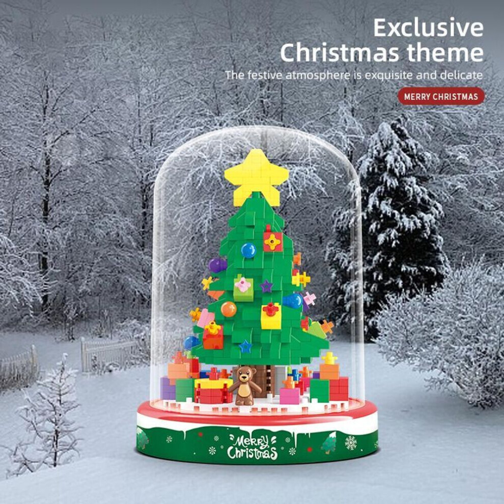 (Sapin de Noël - 543 pièces) Cadeaux de Noël créatifs Arbre de Noël lumineux Élan Ours Bloc de construction