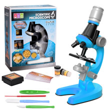 (Blau) Zoom Kindermikroskop Biologielabor LED 1200x Schule Wissenschaftliches Experimentierset Bildung