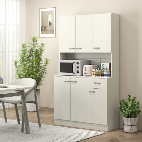 Homcom HOMCOM Freestanding Kitchen Cupboard, Storage Cabinet with Doors Cream White