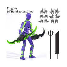 (Paars) Actie 3D-geprinte figuur Diy speelgoedbeeldje Beweegbaar gewricht Poseable Pla-materiaal