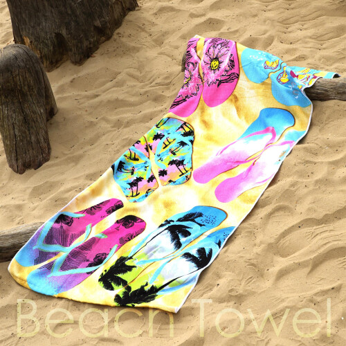 GEEZY GEEZY Microfibre Beach Towel Flip Flops Design Quick Dry Summer Pool Travel Absorbent 2