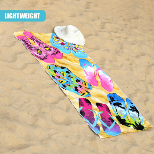 GEEZY GEEZY Microfibre Beach Towel Flip Flops Design Quick Dry Summer Pool Travel Absorbent 1