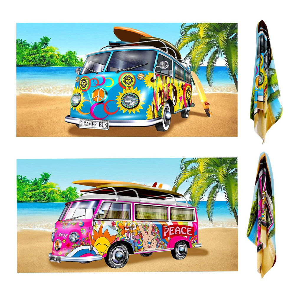 GEEZY Lightweight Microfibre Bus Beach Bath Towel Travel Holiday Camping Set of Two