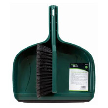 Large Heavy Duty Dustpan and Brush Set Outdoor Use Dark Green PP PET Bristles