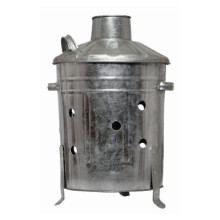 Small Galvanised Steel Incinerator Bin 15L Garden Waste Burner Chimney Lid