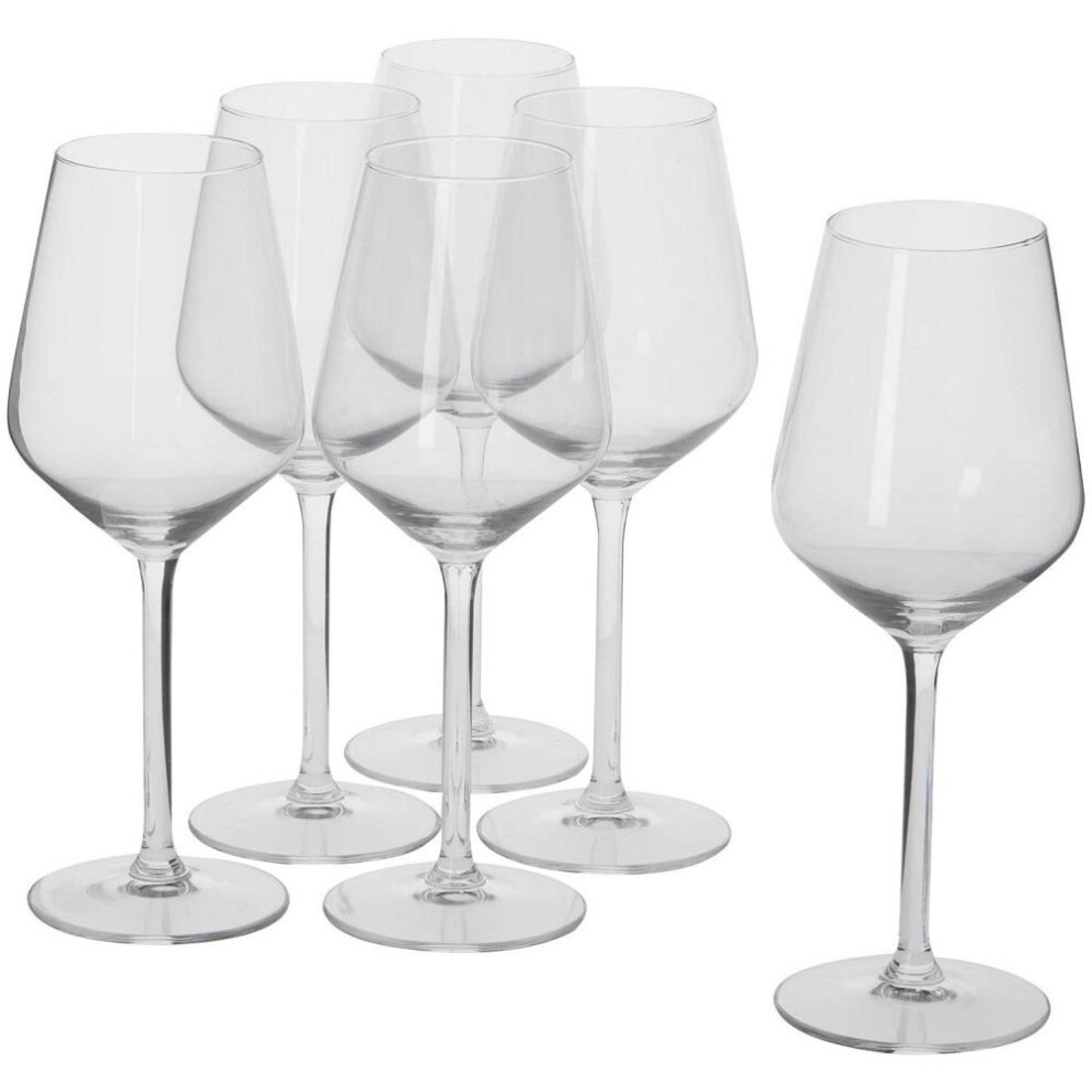Wine Glasses Set of 6 Clear Glass 37cl for Red White Rose or Dessert Wine Use