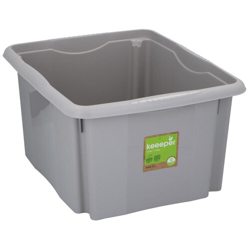 Storage Box 25L Grey Plastic Durable Medium Size Indoor Home Office Organizer