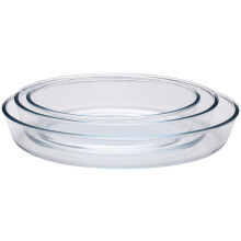 3Piece Clear Glass Oven Dish Set Baking Roasting Microwave Safe Nesting Cookware
