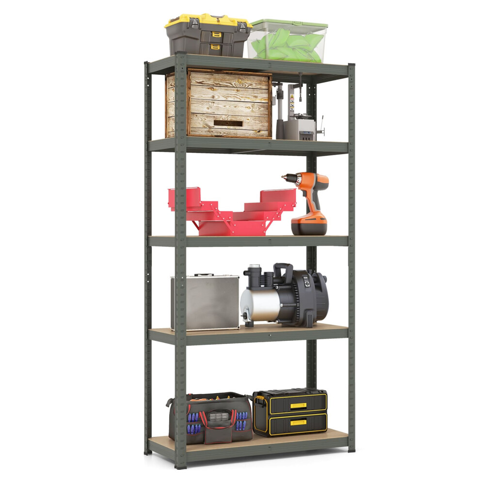 5-Tier Metal Shelving Unit Garage Storage Utility Shelves-Grey
