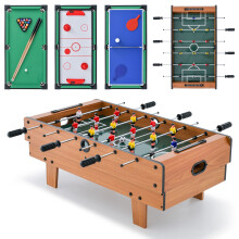 4 in 1 Combo Game Table Set Foosball Table w/ Billiards-Natural
