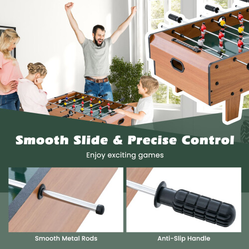Costway 4 in 1 Combo Game Table Set Foosball Table w/ Billiards-Natural 2