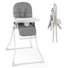 Foldable High Chair Easy Clean Compact Highchair with Tray-Gray