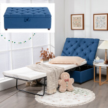 2-in-1 Convertible Sofa Bed Folding Ottoman Sleeper Space Saving Couch Lounger