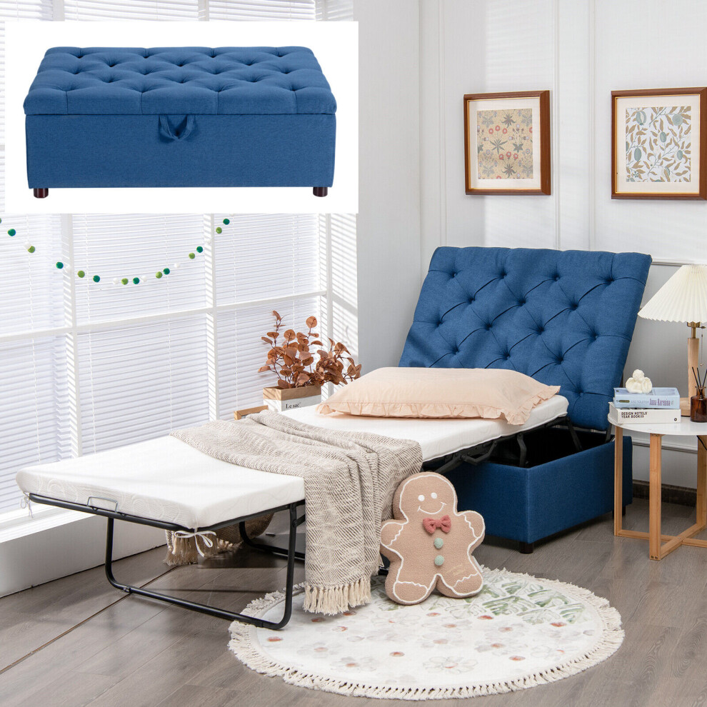 2-in-1 Convertible Sofa Bed Folding Ottoman Sleeper Space Saving Couch Lounger
