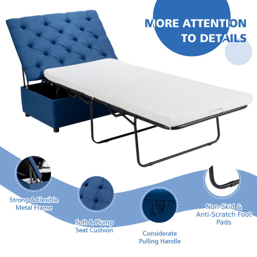 Costway 2-in-1 Convertible Sofa Bed Folding Ottoman Sleeper Space Saving Couch Lounger 1