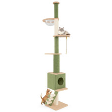 Floor to Ceiling Cat Tree 218-270 cm Adjustable Height Indoor Cat Tower
