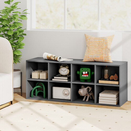 Costway 8-Cube Shoe Bench Entryway Shoe Rack Cabinet 8 Cubbies Storage Shelf 2