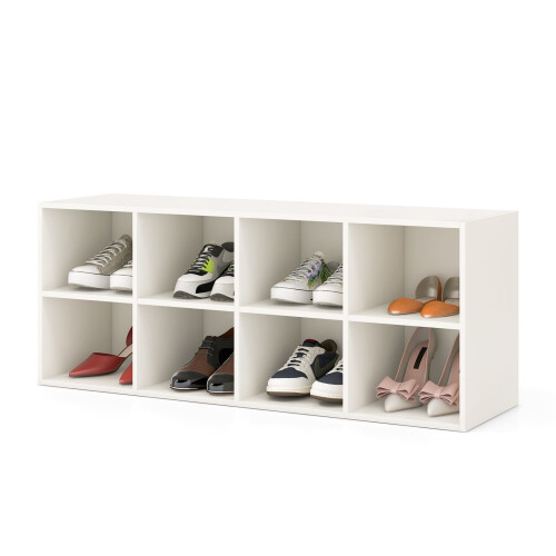 Costway 8-Cube Shoe Bench Entryway Shoe Rack Cabinet 8 Cubbies Storage Shelf