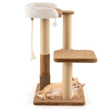 Cat Tree 112cm Modern Kitty Tower w/Plush Padded Perch-Caramel