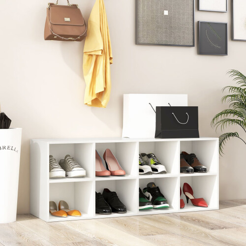 Costway 8-Cube Shoe Bench Entryway Shoe Rack Cabinet 8 Cubbies Storage Shelf 2