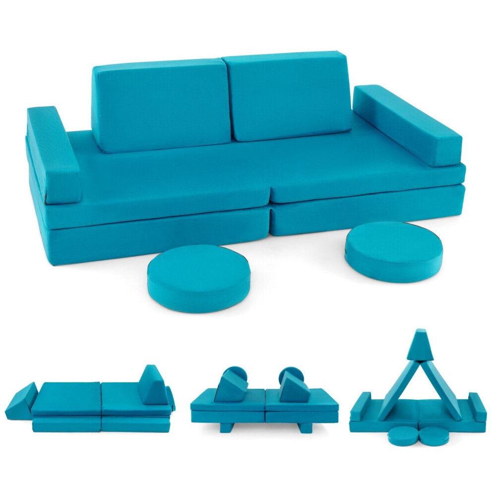 8-Piece Kids Play Couch Sofa Modular Convertible Foam Playset Children Building