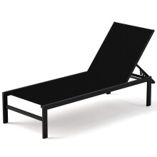 Aluminum Chaise Lounge Chair Heavy-Duty Patio Recliner-Black