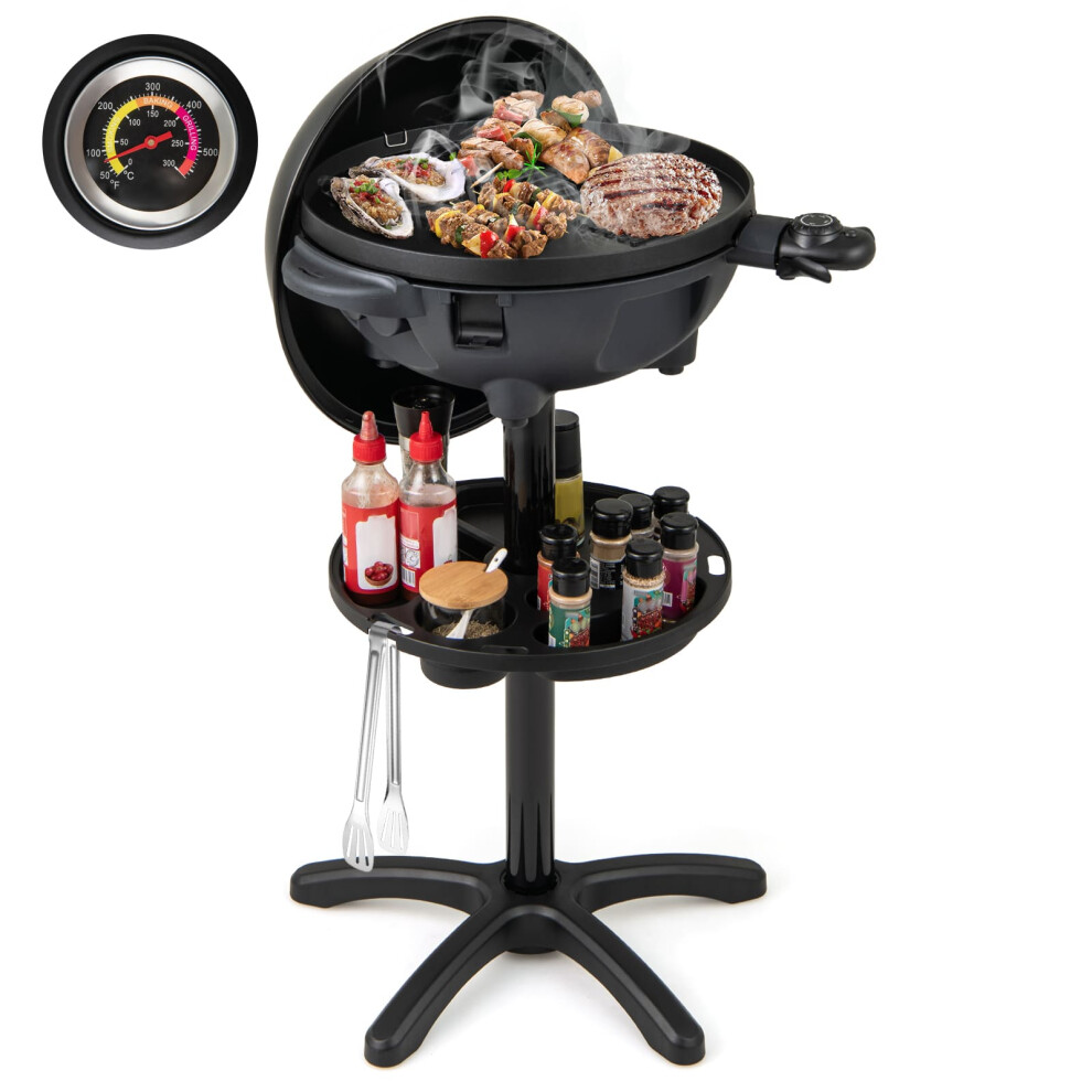 Electric BBQ Grill Indoor Outdoor Grill 2-Zone Non-Stick Grilling Plate