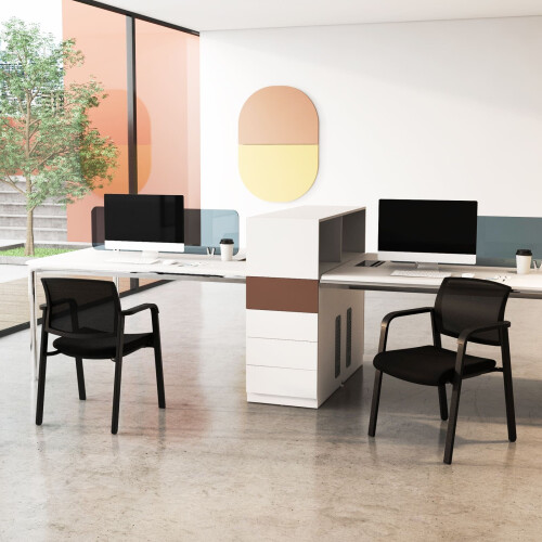 Costway 4Pcs Meeting Waiting Room Office Chairs Stackable Office Mesh Chairs 1