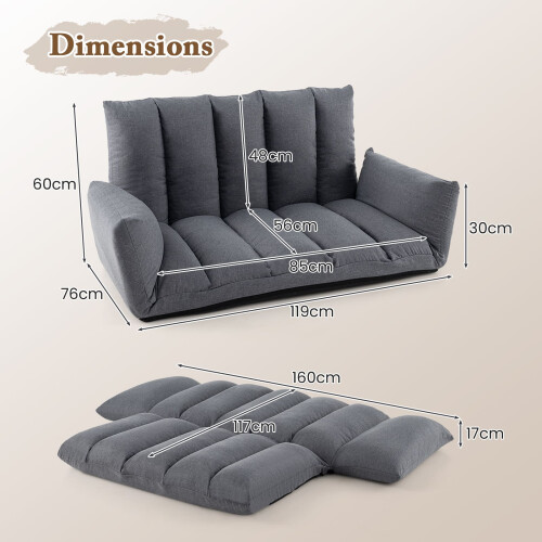 Costway Foldable Floor Sofa Upholstered Recliner Chair Convertible Lazy Couch 1