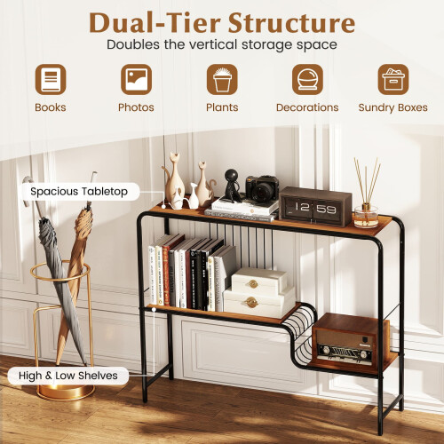 Costway Console Table Narrow Long Entryway Table with Storage Shelf 2