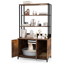 Cat Litter Box Enclosure 154cm Hidden Cat Washroom Furniture-Coffee